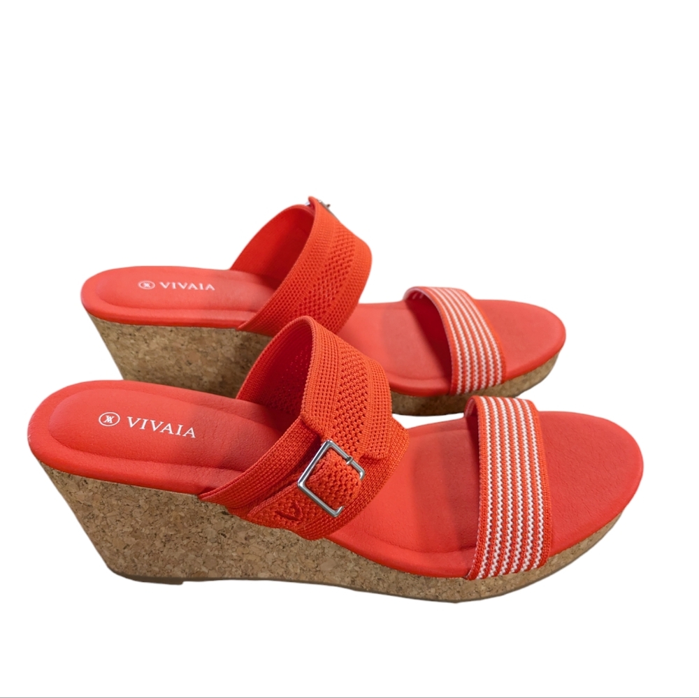 Vivaia Sammy Adjustable Strap Wedge Sandal Citrus Orange Size 42 - Picture 9 of 13